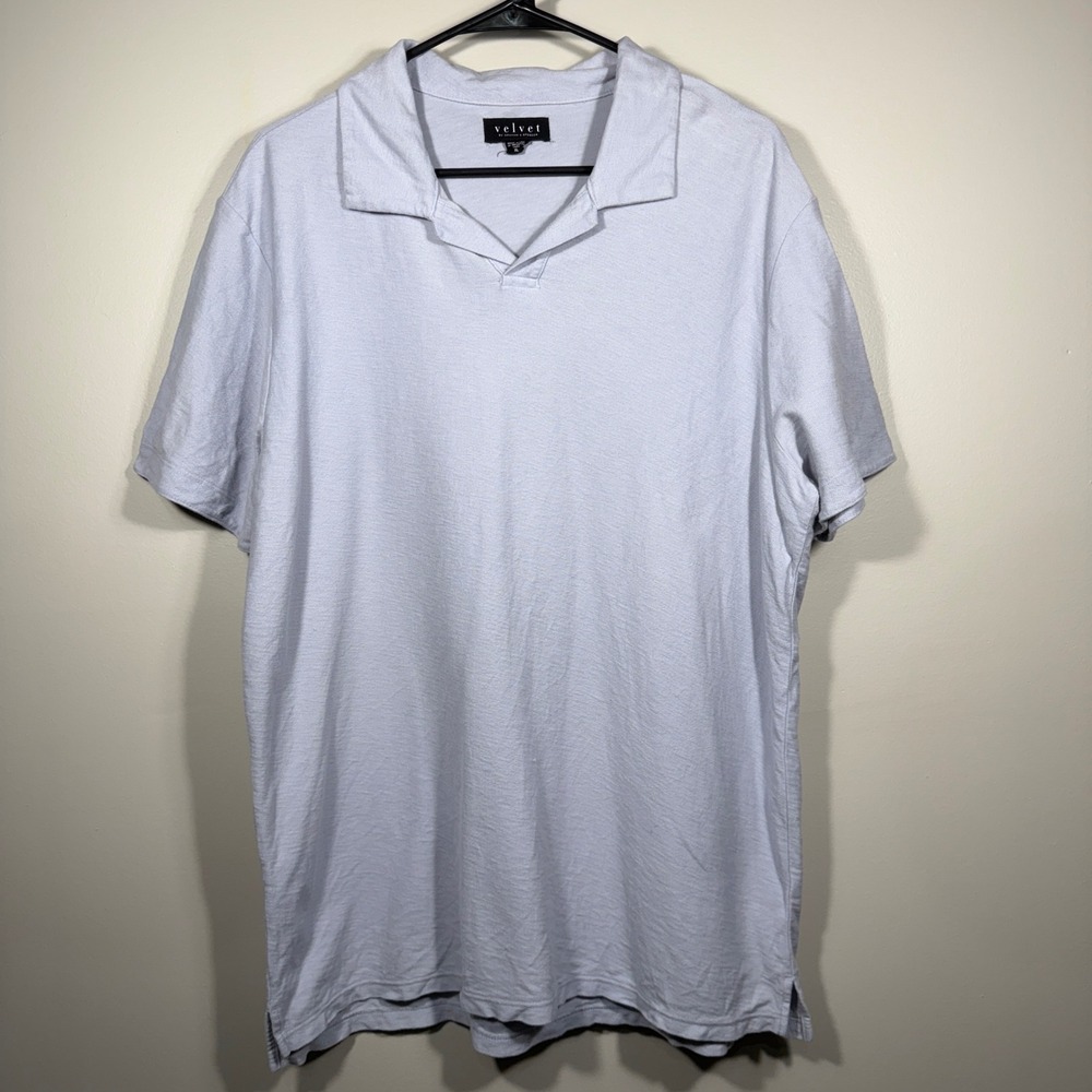 Velvet By Graham &‎ Spencer Men's XL Short Sleeve Polo Shirt Cotton Blue